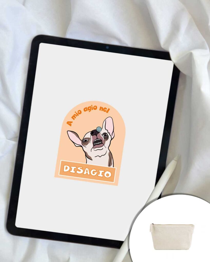 Grafica A mio agio nel Disagio: un cane con bolla al naso