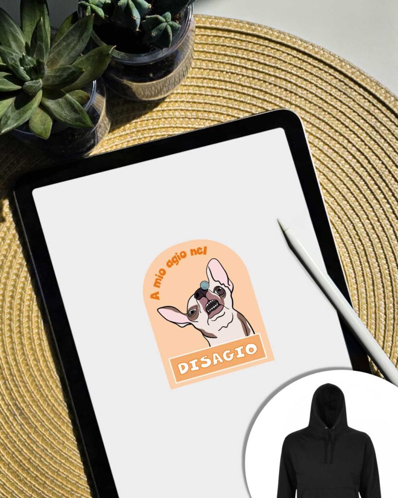 Grafica felpa a mio agio nel disagio - cane con bolla al naso
