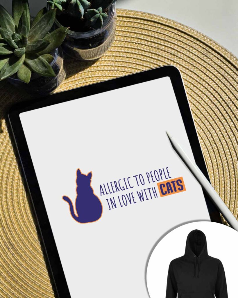 Grafica con gatto Allergic to people in love with cats