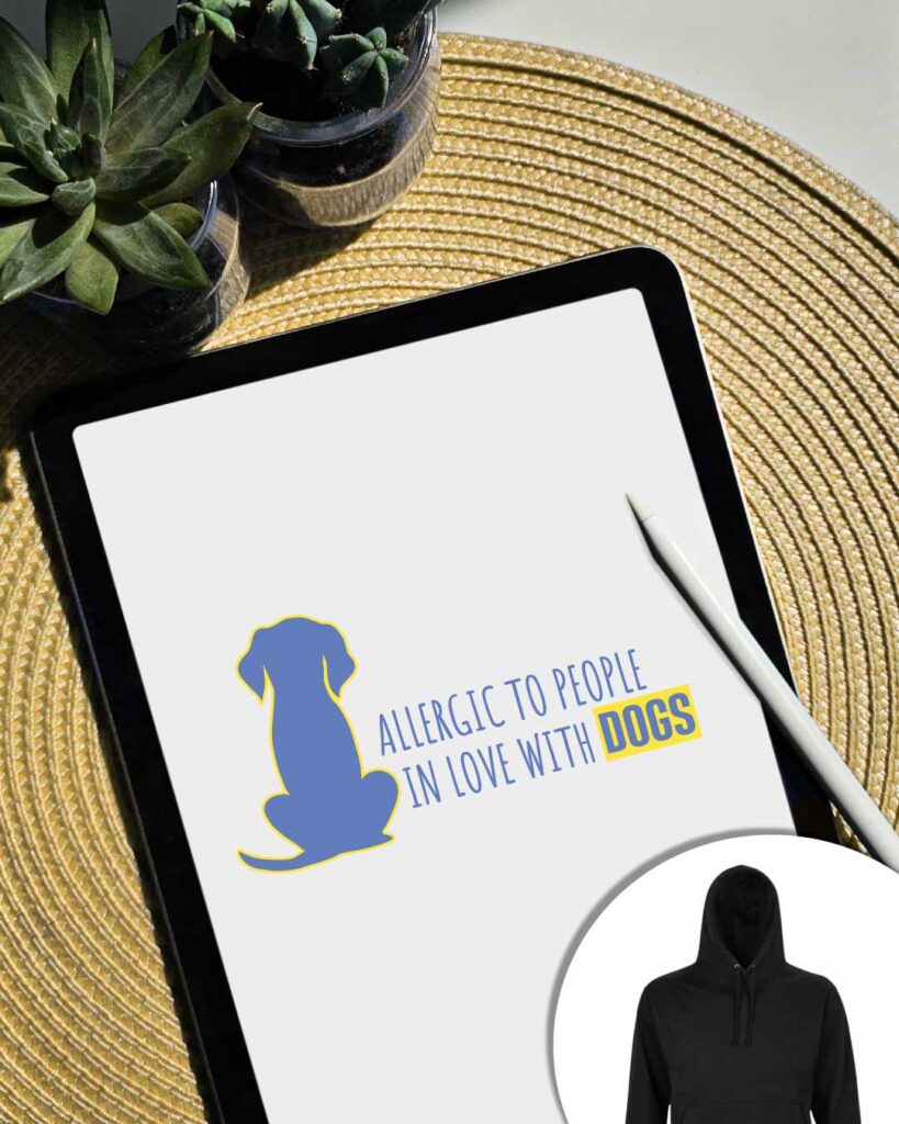 Grafica con cane Allergic to people in love with dogs