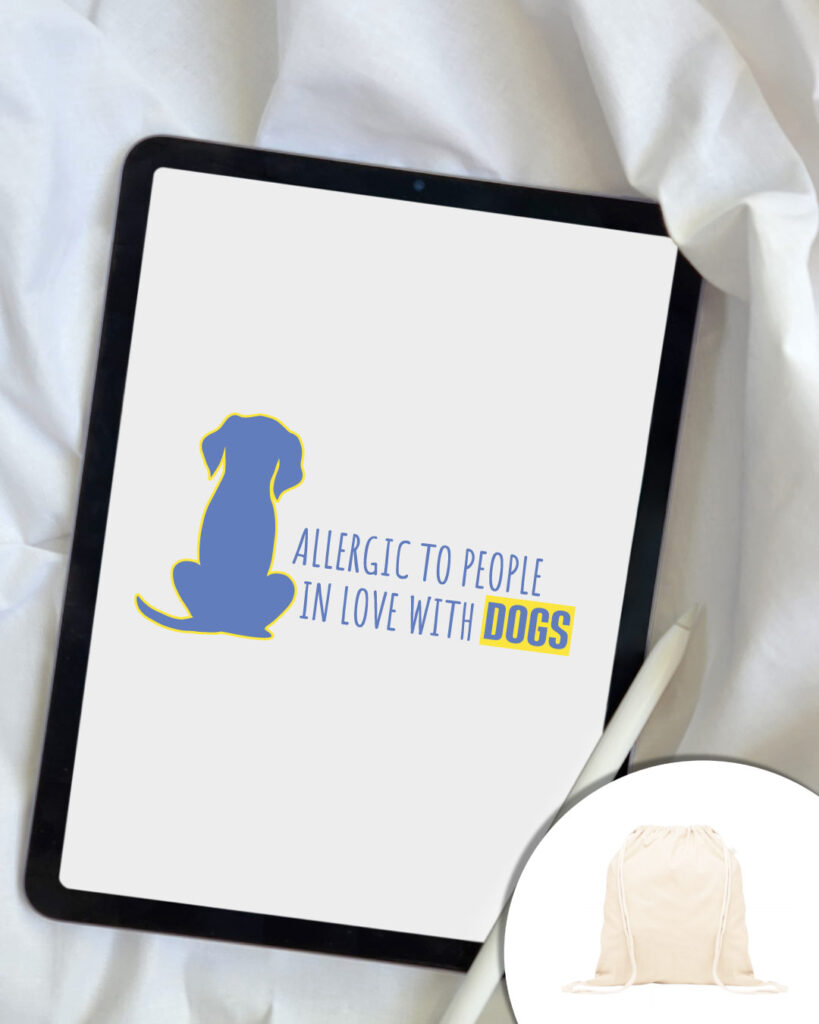 Grafica Allergic to people in love with dogs - sagoma cane