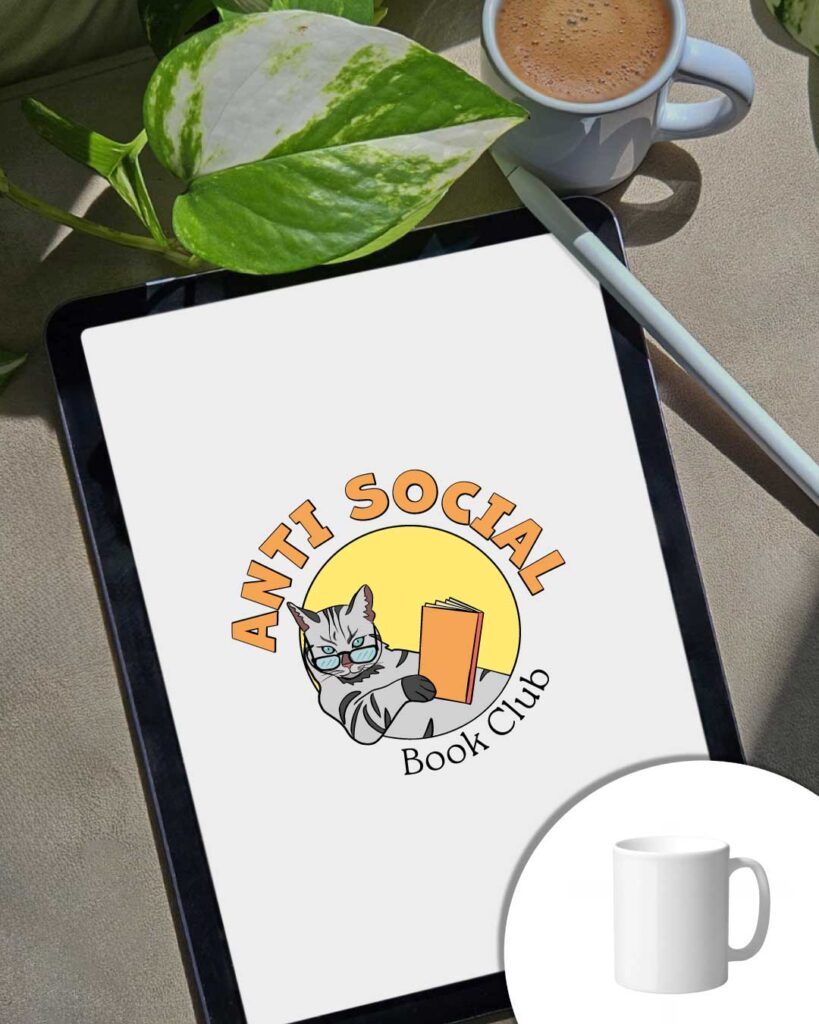 Grafica Antisocial-book-club - gatto che legge