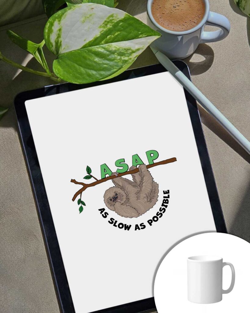 Grafica ASAP con bradipo sul ramo