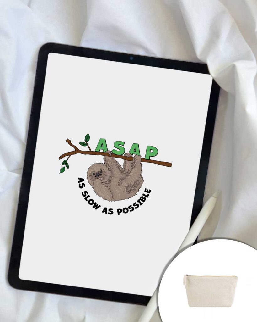Grafica ASAP con bradipo sul ramo