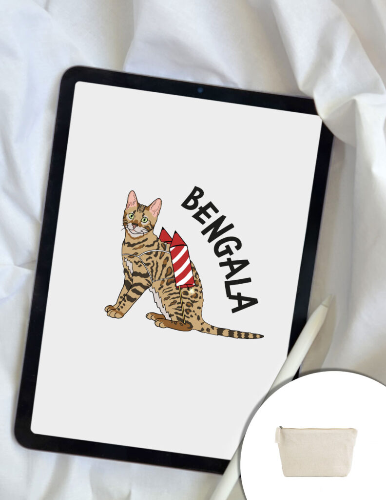 Grafica Bengala - grafica gatto con razzi sulla schiena