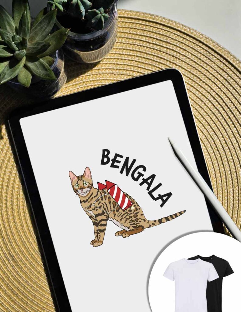 Grafica Bengala - grafica gatto con razzi sulla schiena