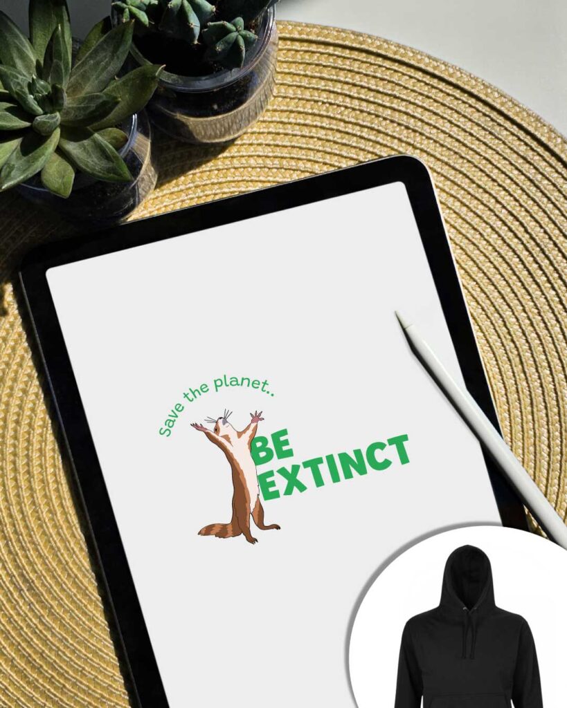 Grafica Save the Planet be extinct con scoiattolo