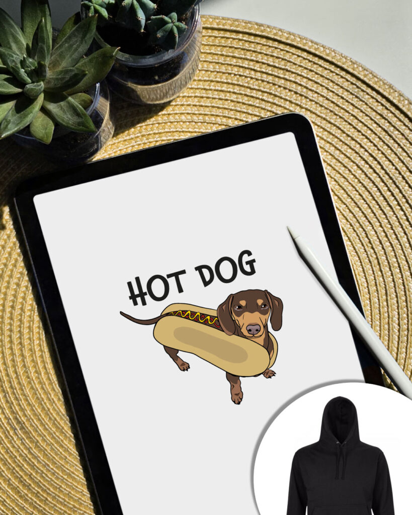Grafica hot dog con bassotto