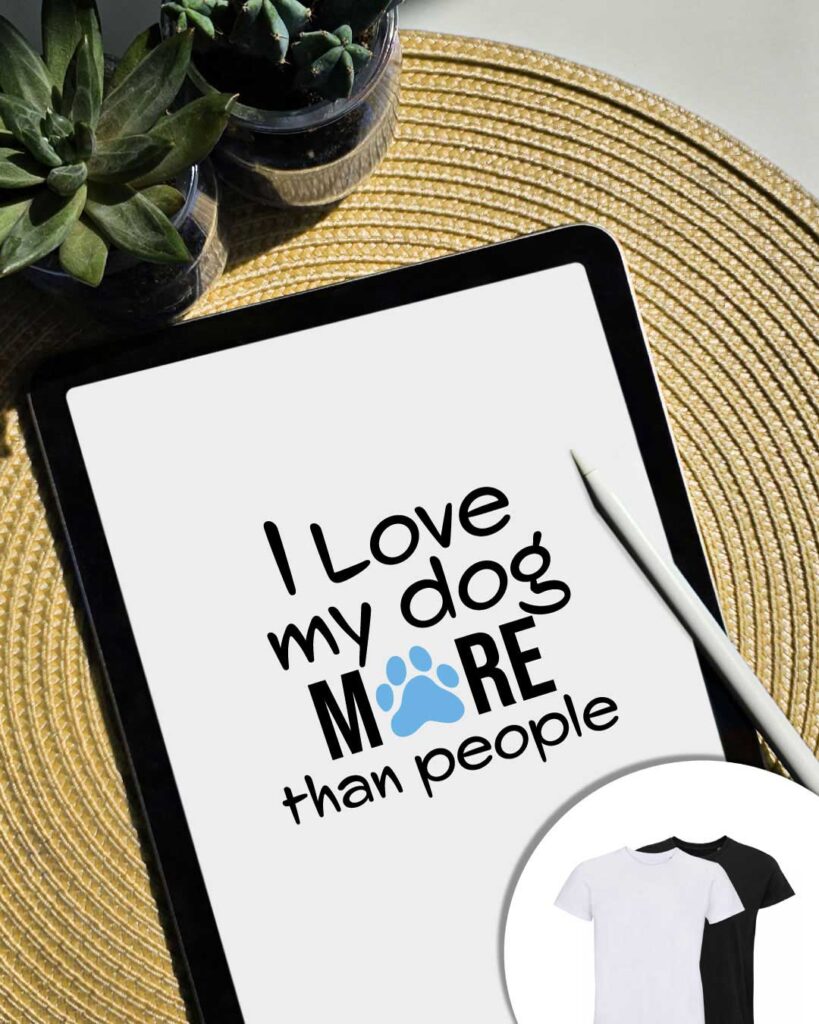 Grafica I love my dog more than people - gradica scritta con zampa cane