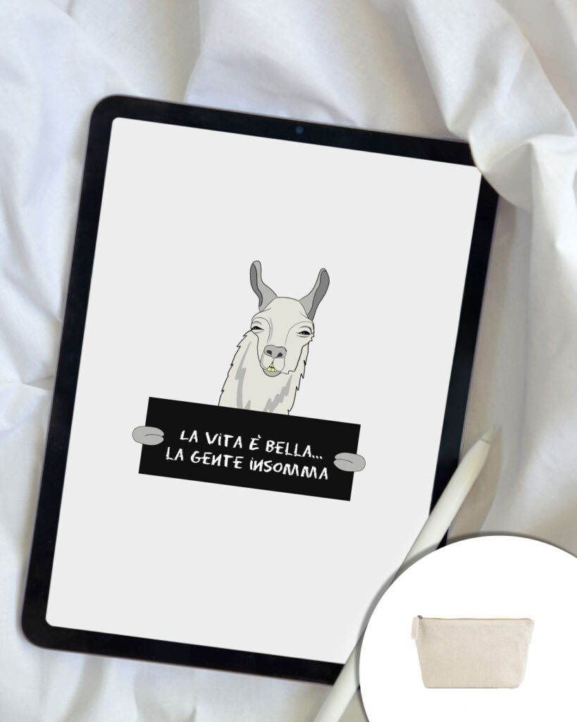 Grafica la vita è bella la gente insomma- lama con cartellone