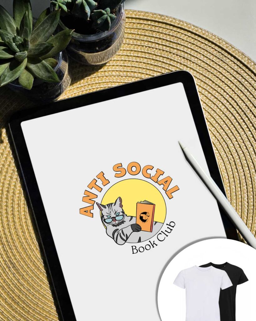 Grafica Antisocial book club - gatto che legge