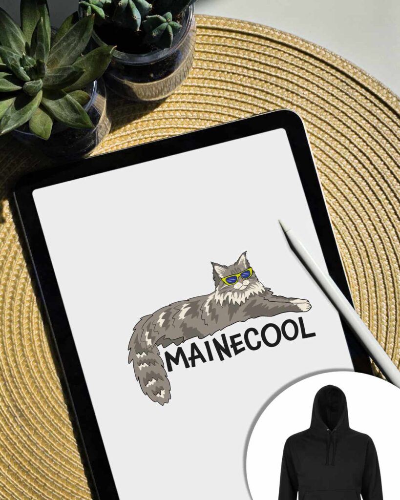 Grafica Mainecool: gatto Maine Coon con occhiali da sole