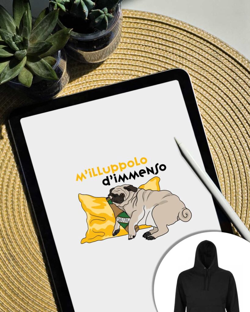 Grafica M'illuppolo d'immenso con carlino e birra