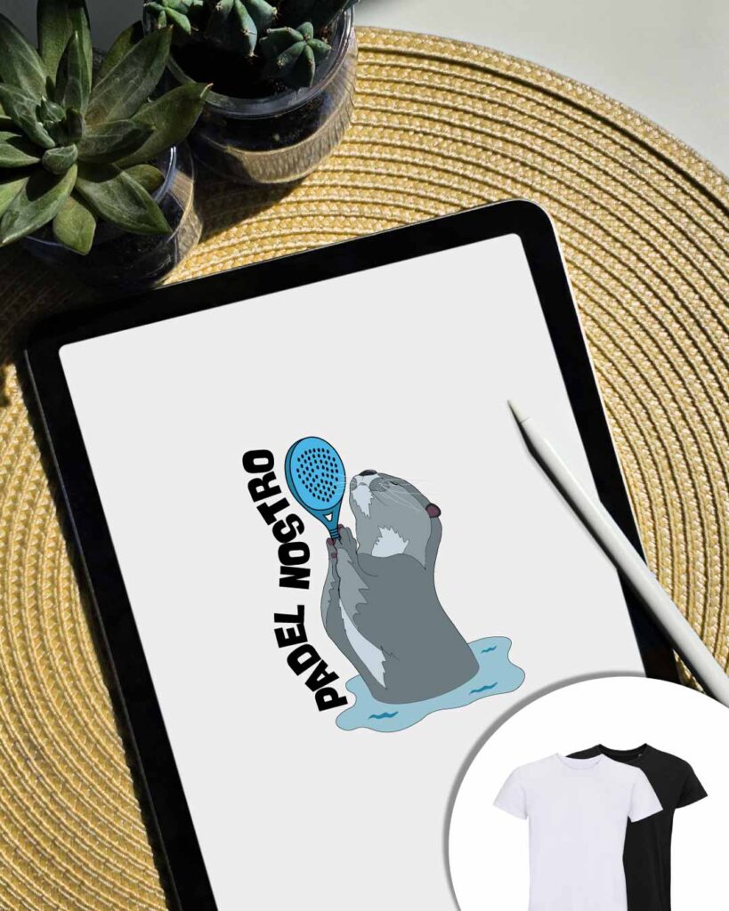 Grafica Padel nostro - lontra con racchetta da padel
