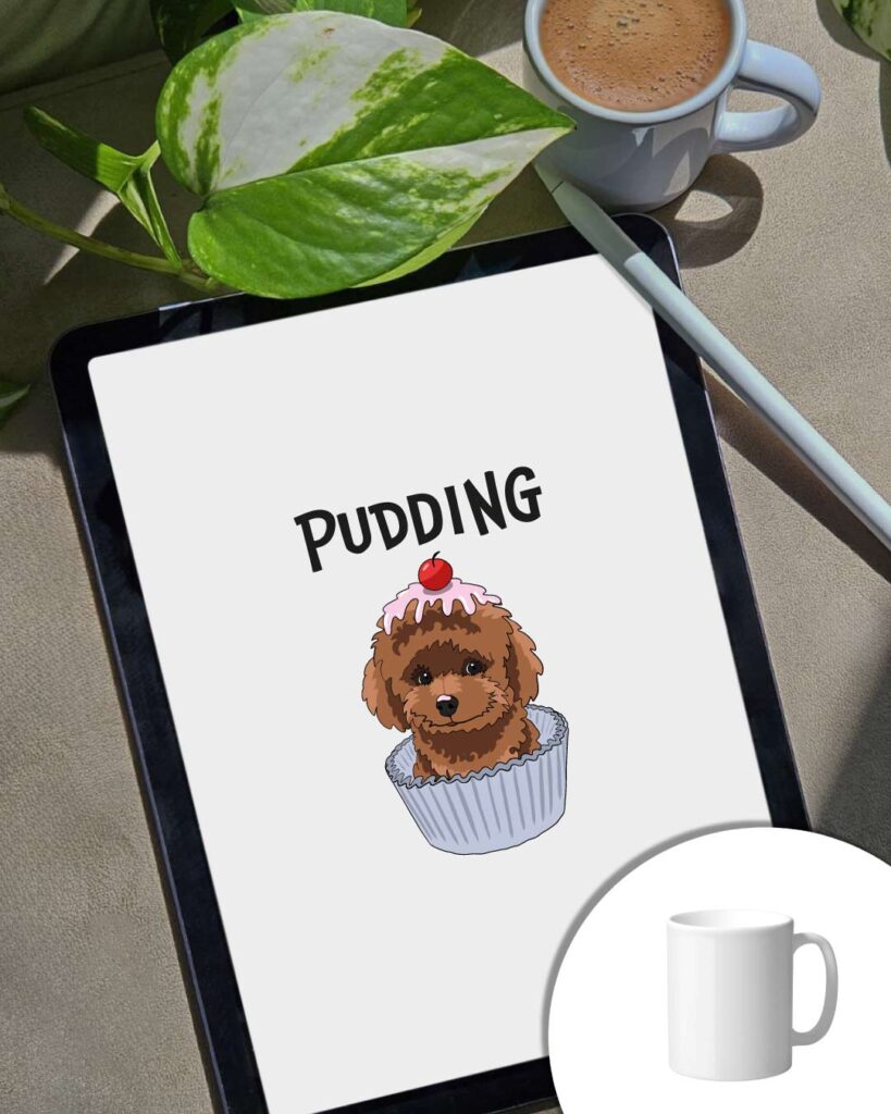 Pudding Graphics - Poodle Dog in Candy Basket