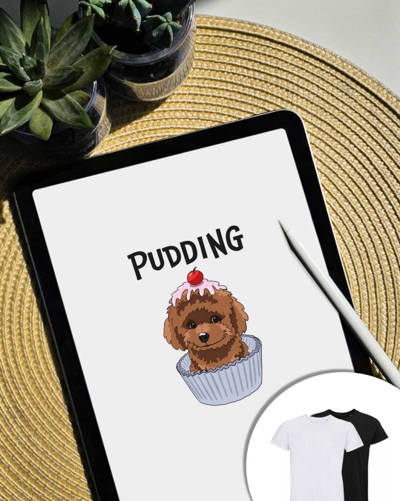 Pudding Graphics - Poodle Dog in Candy Basket