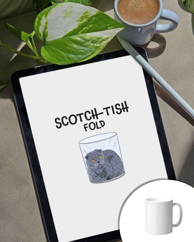 Grafica Scotchtish-fold - gatto Scottish Fold dentro bicchiere da Scotch