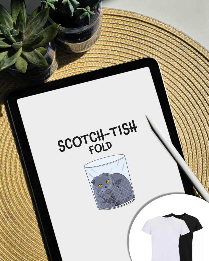 Grafica Scotchtish-fold - gatto Scottish Fold dentro bicchiere da Scotch
