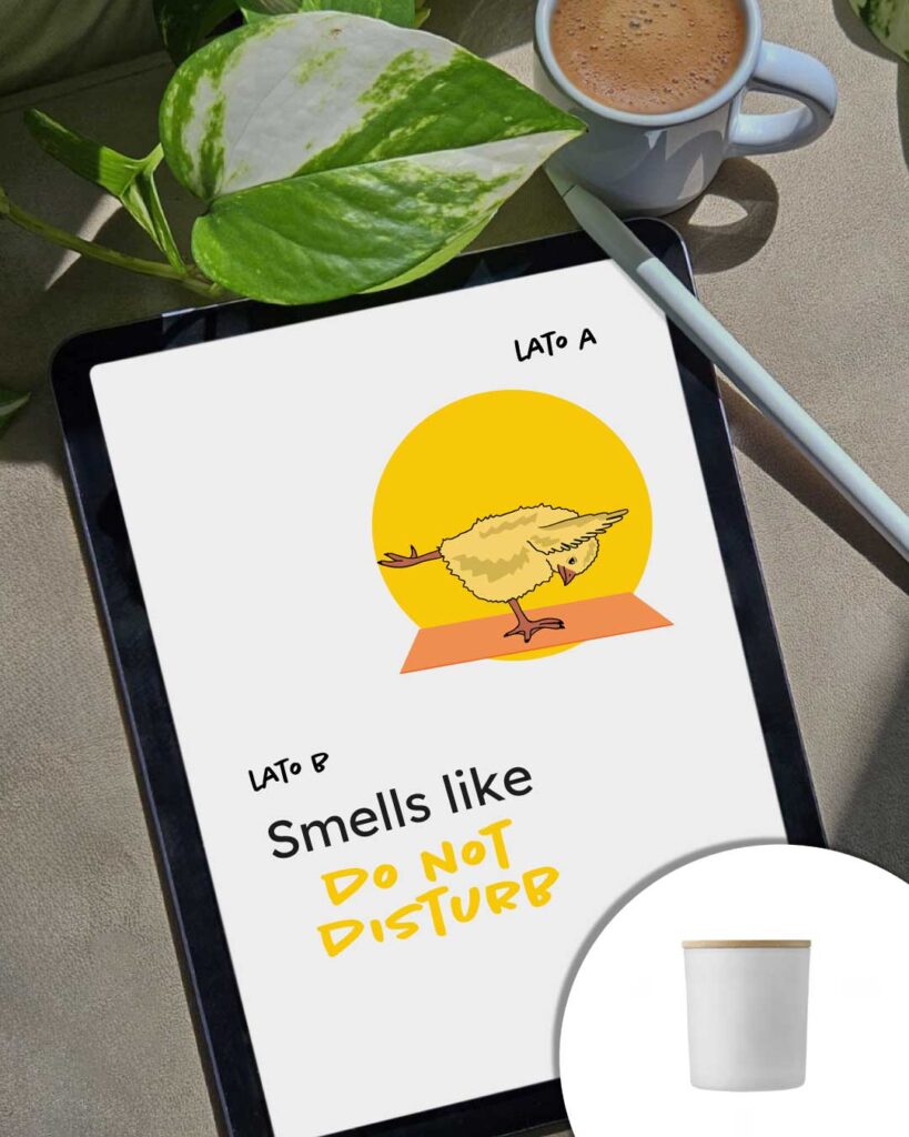 Grafica Smells do not disturb - Grafica pulcino che fa yoga