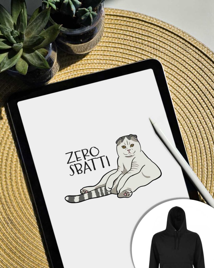 Grafica zero sbatti - gatto seduto relax