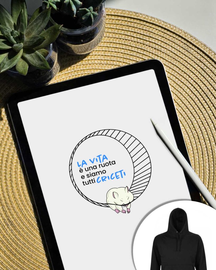 Grafica la vita è una ruota - criceto su ruota