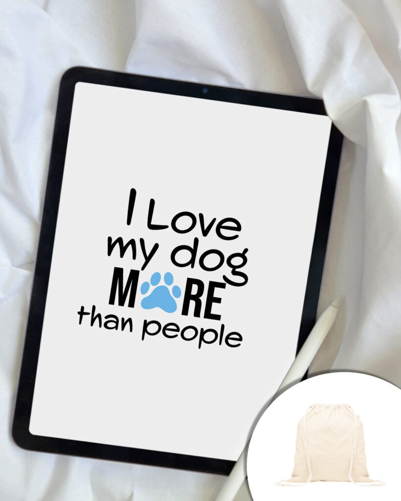 Grafica I love my dog more than people - gradica scritta con zampa cane