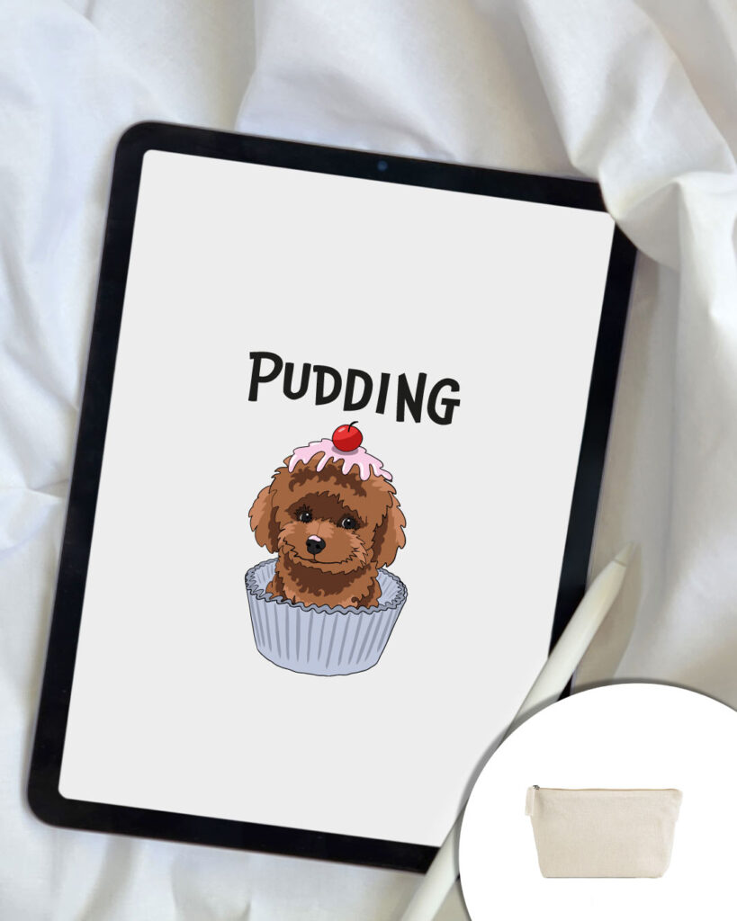 Pudding Graphics - Poodle Dog in Candy Basket