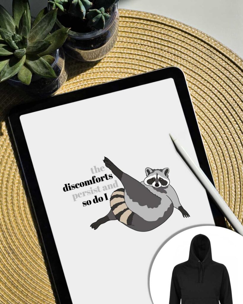 Grafica the-discomforts - procione con zampa alzata