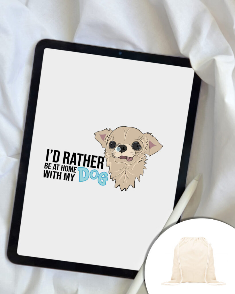sacchetta I'd rather be at home dog