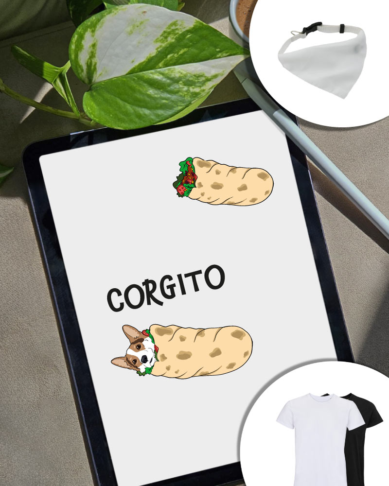 Combo Corgito: t-shirt e bandana cane