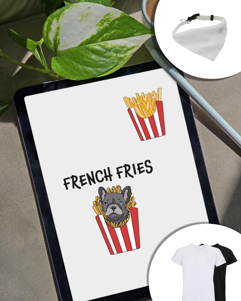 Combo French fries t-shirt e bandana cane