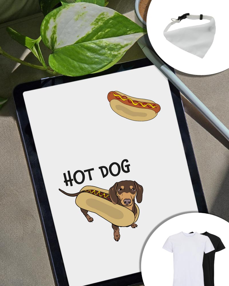 Combo Hot dog - T-shirt e bandana cane