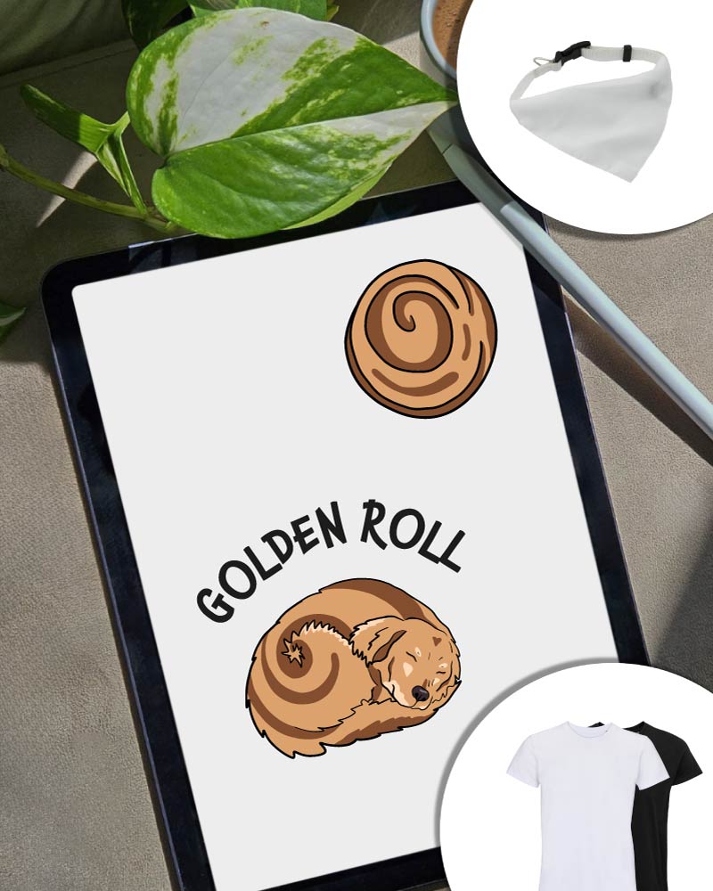 Combo Golden Roll: t-shirt e bandana cane