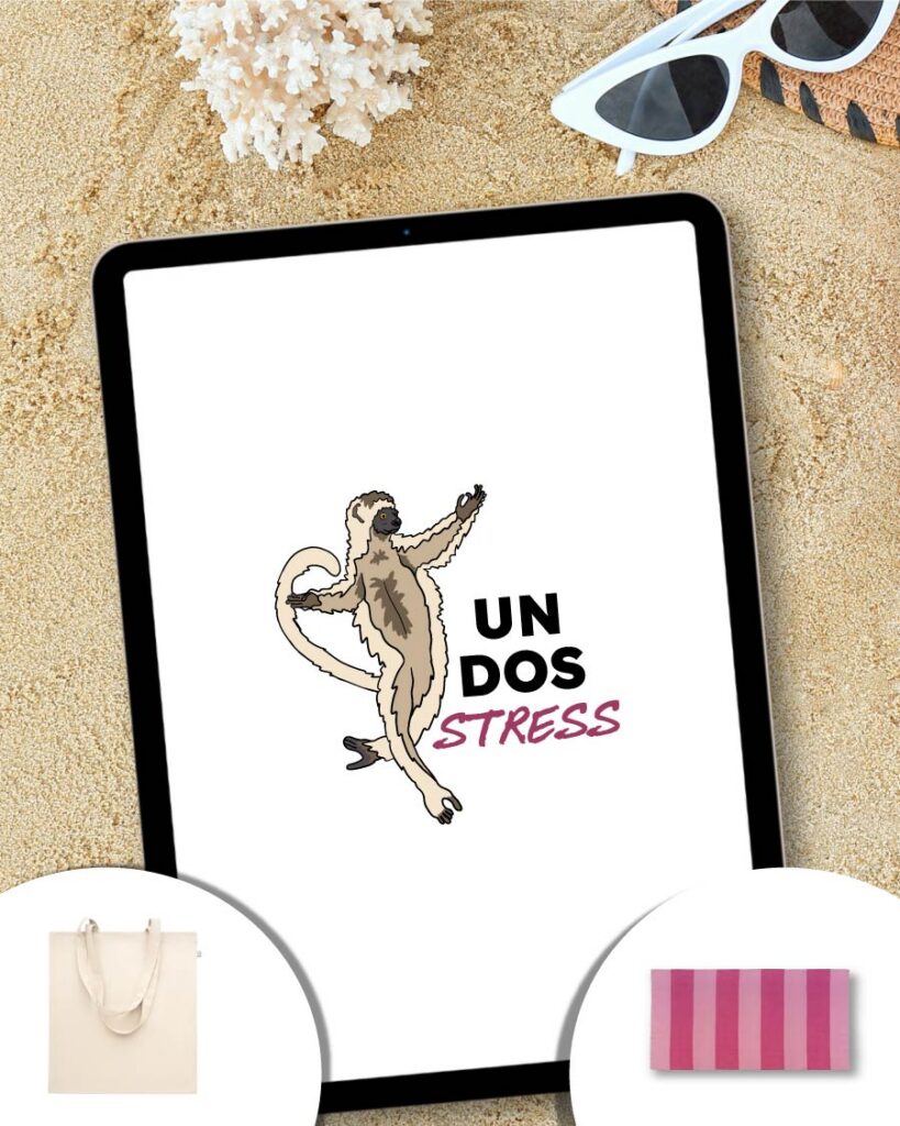 Beach towel and shopping bag Un dos stress
